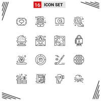 16 kreativ ikoner modern tecken och symboler av kaka Sök musik förstoringsglas rabatt redigerbar vektor design element