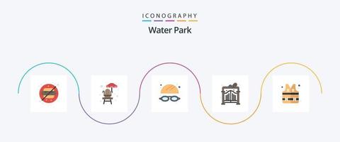 Wasserpark Flat 5 Icon Pack inklusive. Park. Wasser. Wasser. Garten vektor