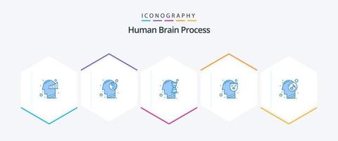 mänsklig hjärna bearbeta 25 blå ikon packa Inklusive sinne. ansikte. mänsklig. Lycklig. mänsklig vektor