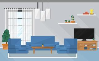 interiör vardagsrum med möbler och fönster vektor