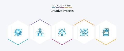 Creative Process 25 Blue Icon Pack inklusive . Ausrüstung. kreativ. Prozess. Prozess vektor