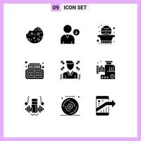 uppsättning av 9 modern ui ikoner symboler tecken för mat köttfärs man skola affärsman digital redigerbar vektor design element