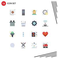 16 universelle flache Farbzeichen Symbole der Schüssel Batterie Entwickler Business Management editierbares Paket kreativer Vektordesign-Elemente vektor