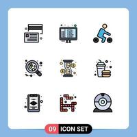 Stock Vector Icon Pack mit 9 Zeilenzeichen und Symbolen für die Programmierung von roten Blutkörperchen Krebstransport editierbare Vektordesign-Elemente