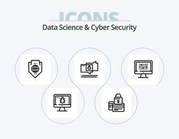 Data Science und Cyber Security Line Icon Pack 5 Icon Design. Sicherheit. Schlüssel. sicher. sicher. Passwort vektor