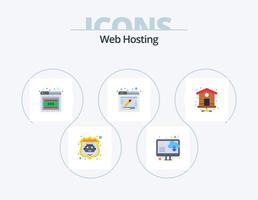 Webhosting-Flat-Icon-Pack 5-Icon-Design. . Indexseite. Error. Startseite. Netz vektor