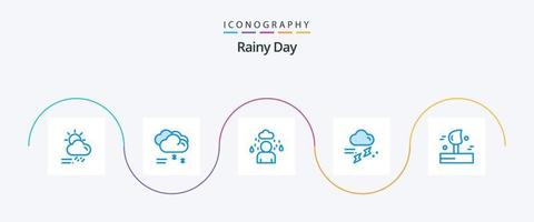 regnig blå 5 ikon packa Inklusive blåser. regnig. regnig väder. regn. moln vektor