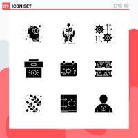 9 kreative Symbole moderne Zeichen und Symbole von Corporate Bag Plant Arrow Cog editierbare Vektordesign-Elemente vektor