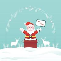 Weihnachtsmann aus Geschenkbox auf Winterhintergrund. vektor