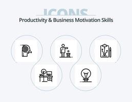 Produktivität und Geschäftsmotivation Fähigkeiten Linie Icon Pack 5 Icon Design. stumm. Alarm. Medien. Verstand. Meditation vektor
