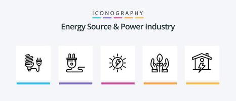 Energiequelle und Power Industry Line 5 Icon Pack inklusive Steckdose. Stecker. Energie. Energie. laden. kreatives Symboldesign vektor