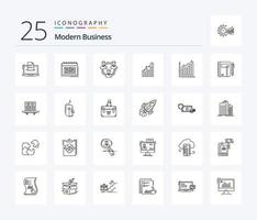 Modernes Business-Icon-Paket mit 25 Zeilen, einschließlich Hierarchie. Unternehmen. Unternehmen. Mannschaft. Zeitplan vektor