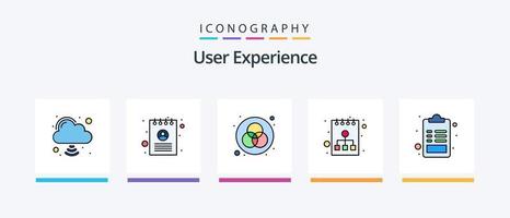 användare erfarenhet linje fylld 5 ikon packa Inklusive . användare. Färg. presentation. börja. kreativ ikoner design vektor