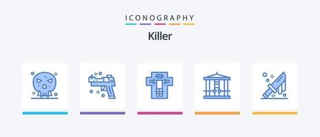 mördare blå 5 ikon packa Inklusive blod. mördare. säng. halloween. straff. kreativ ikoner design vektor