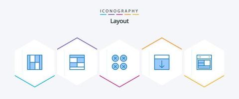 layout 25 blå ikon packa Inklusive webbplats. design. ui. sida. gränssnitt vektor