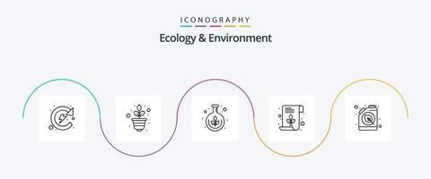 ekologi och miljö linje 5 ikon packa Inklusive ekologi. återvunnet. grön. papper. fil vektor