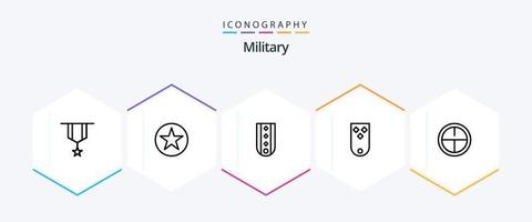 Militär-Icon-Pack mit 25 Zeilen, einschließlich Militär. Diamanten. Insignien. gestreift. Militär- vektor