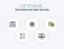Data Science und Cyber Security Line gefüllt Icon Pack 5 Icon Design. Daten Wissenschaft. Muster. Prädikation. die Info. Buchen vektor
