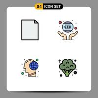 4 kreativ ikoner modern tecken och symboler av dokumentera global företag seo mänsklig redigerbar vektor design element