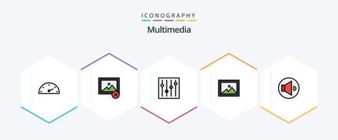 multimedia 25 fylld linje ikon packa Inklusive . . inställning. volym. ljud vektor