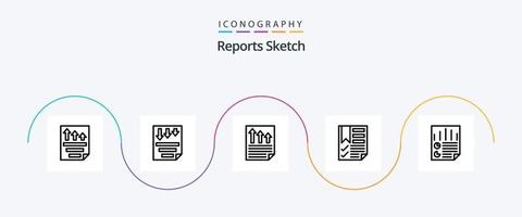 Berichte Sketch Line 5 Icon Pack inklusive Dokument. Lesezeichen. Papier. Prüfbericht. dokumentieren vektor