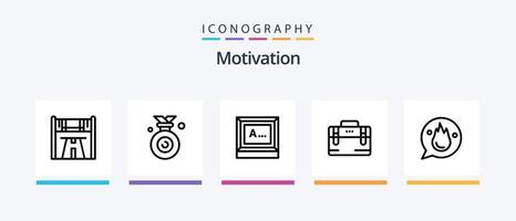 Motivation Line 5 Icon Pack inklusive Laud. Anfang. Wettbewerb. Finger. Drücken Sie. kreatives Symboldesign vektor