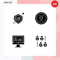 piktogram uppsättning av enkel fast glyfer av säkerhet internet favorit kärlek BRP redigerbar vektor design element