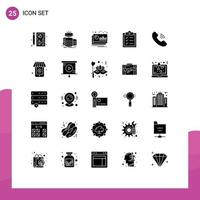 Stock Vector Icon Pack mit 25 Zeilenzeichen und Symbolen für Aufgaben Zwischenablage Einkommensprognose finanzielle editierbare Vektordesign-Elemente