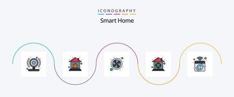 Smart-Home-Line-Flat-5-Icon-Pack mit Wäsche. Gerät. Küche. sauber. Haus vektor