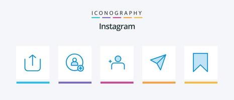 Instagram blå 5 ikon packa Inklusive . spara. set. gränssnitt. flagga. kreativ ikoner design vektor