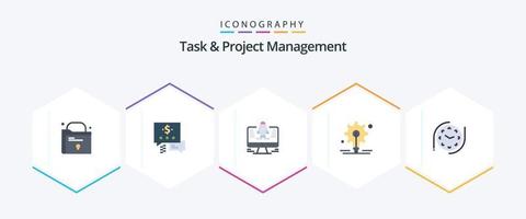 Aufgaben- und Projektmanagement 25 Flat Icon Pack inklusive . . Anfang. Anschauen. Uhr vektor