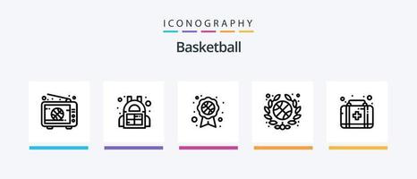 Basketball Line 5 Icon Pack inklusive. Verletzung. Verband. Mannschaft. kreatives Symboldesign vektor