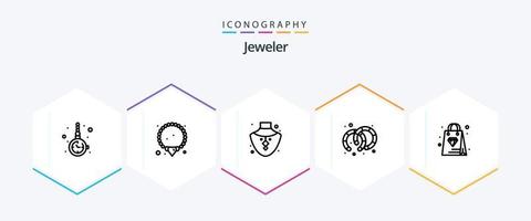 Schmuck-Icon-Pack mit 25 Linien, einschließlich Diamant. Einkaufen. Diamant. Schmuck. Ohrringe vektor