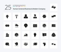 mänsklig centrerad företag och modern företag 25 fast glyf ikon packa Inklusive varumärke. studerande. morfar. chef. man vektor