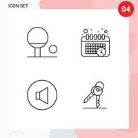 Packung mit 4 modernen flachen Farbzeichen und Symbolen für Web-Printmedien wie Umrissschlüssel, Zeitplan, Lautsprecherraum, editierbare Vektordesign-Elemente vektor
