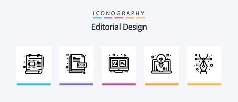 Editorial Design Line 5 Icon Pack inklusive Bezier. Grafik. schreiben. Editor. Weg. kreatives Symboldesign vektor