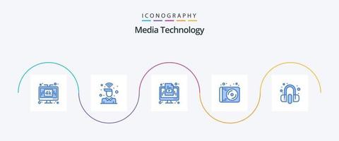 Media Technology Blue 5 Icon Pack inklusive Technologie. Medien. Benutzer. Gerät. Medien vektor