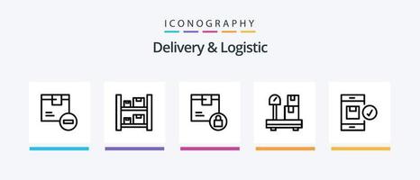 Liefer- und Logistiklinie 5 Icon Pack inklusive Logistik. Unternehmen. Export. Kasten. Logistik. kreatives Symboldesign vektor