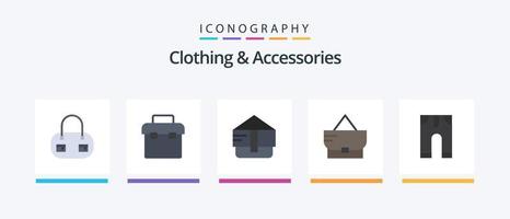 Kleidung und Accessoires Flat 5 Icon Pack inklusive. Geldbeutel. Hose. kreatives Symboldesign vektor