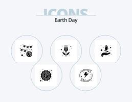 Earth Day Glyphen-Icon-Pack 5 Icon-Design. Stecker. grüne Energie. vergeben. Energie. Lorbeer vektor