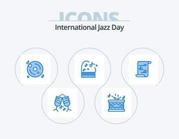 International Jazz Day Blue Icon Pack 5 Icon Design. Wiedergabeliste. Medien. CD. Datei. Musik vektor