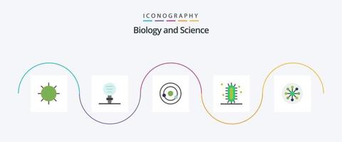 Biologie Flat 5 Icon Pack inklusive Wissenschaft. Experiment. Labor. Biologie. Chemie vektor