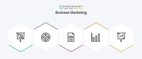 Business-Marketing-Icon-Pack mit 25 Zeilen, einschließlich Statistiken. Marketing. Marketing. Finanzen. Wirtschaft vektor