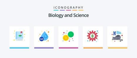biologi platt 5 ikon packa Inklusive mus. utbildning. labb. miljö. redskap. kreativ ikoner design vektor