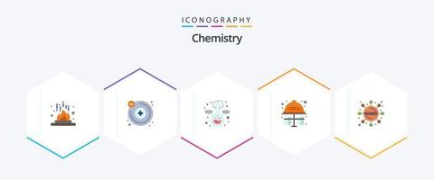 Chemie 25 Flat Icon Pack inklusive Formel. Chemie. Chemie. Schutzhelm. Reagenzgläser vektor