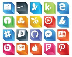 20 Social-Media-Icon-Pack einschließlich Microsoft Access GitHub Windows Media Player Brightkite Slack vektor