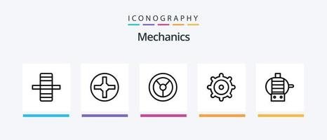 Mechanik Linie 5 Icon Pack inklusive . Mechanik. Mechaniker. Rad. Ventilator. kreatives Symboldesign vektor