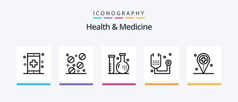 hälsa och medicin linje 5 ikon packa Inklusive hälsa. vård. hälsa. medicinsk. plats. kreativ ikoner design vektor