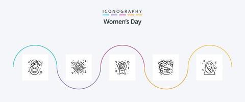 kvinnor dag linje 5 ikon packa Inklusive kvinnor. gåva. fira. blomma. kvinna vektor