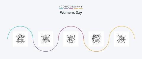 Womens Day Line 5 Icon Pack inklusive Frauen. Geschenk. zelebrieren. Blume. Frau vektor